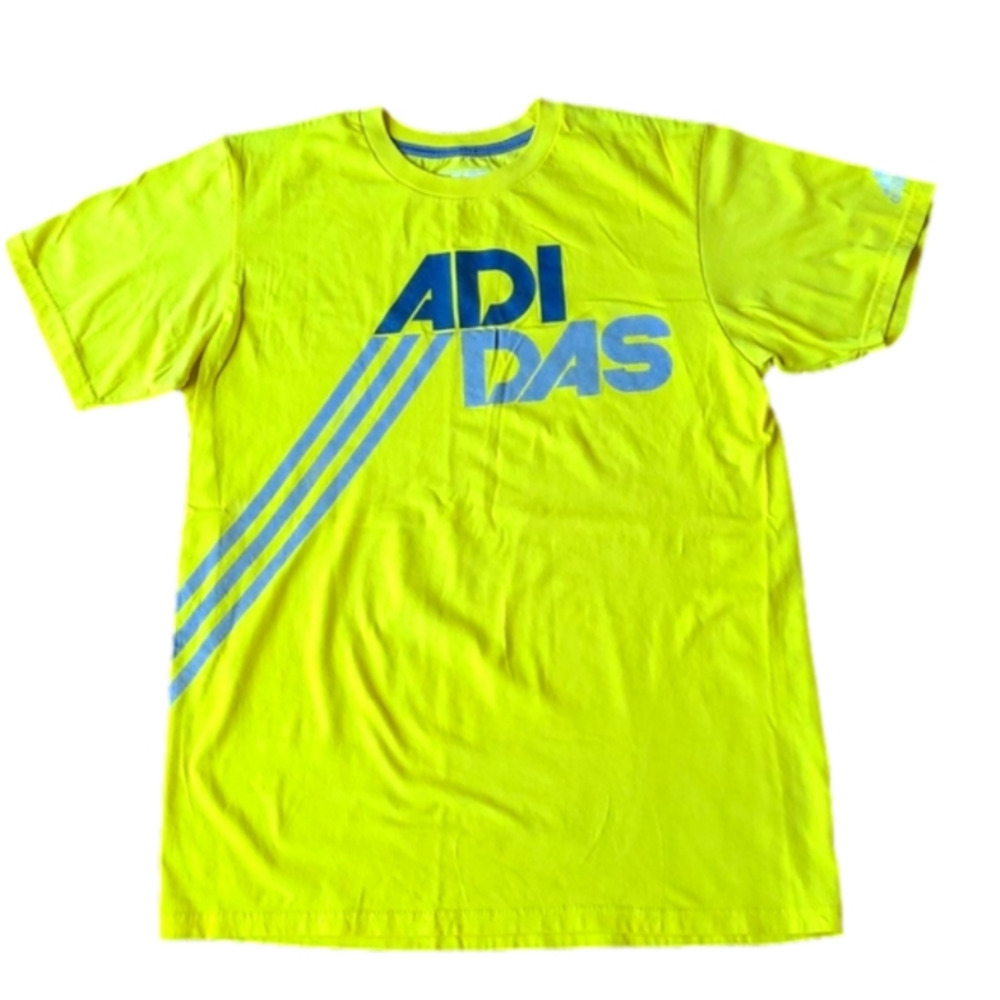 Adidas Neon Green Women's Cotton Climalite SS Acid Yellow Vintage Graphic Tee M
